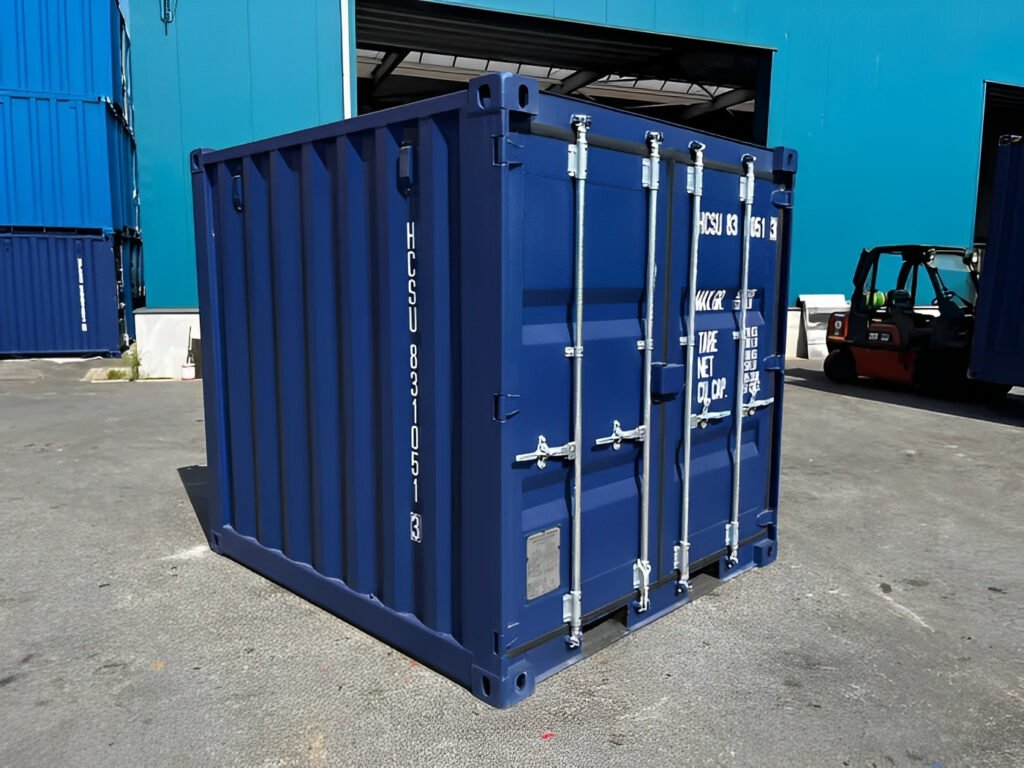 8ft shipping container one trip blue